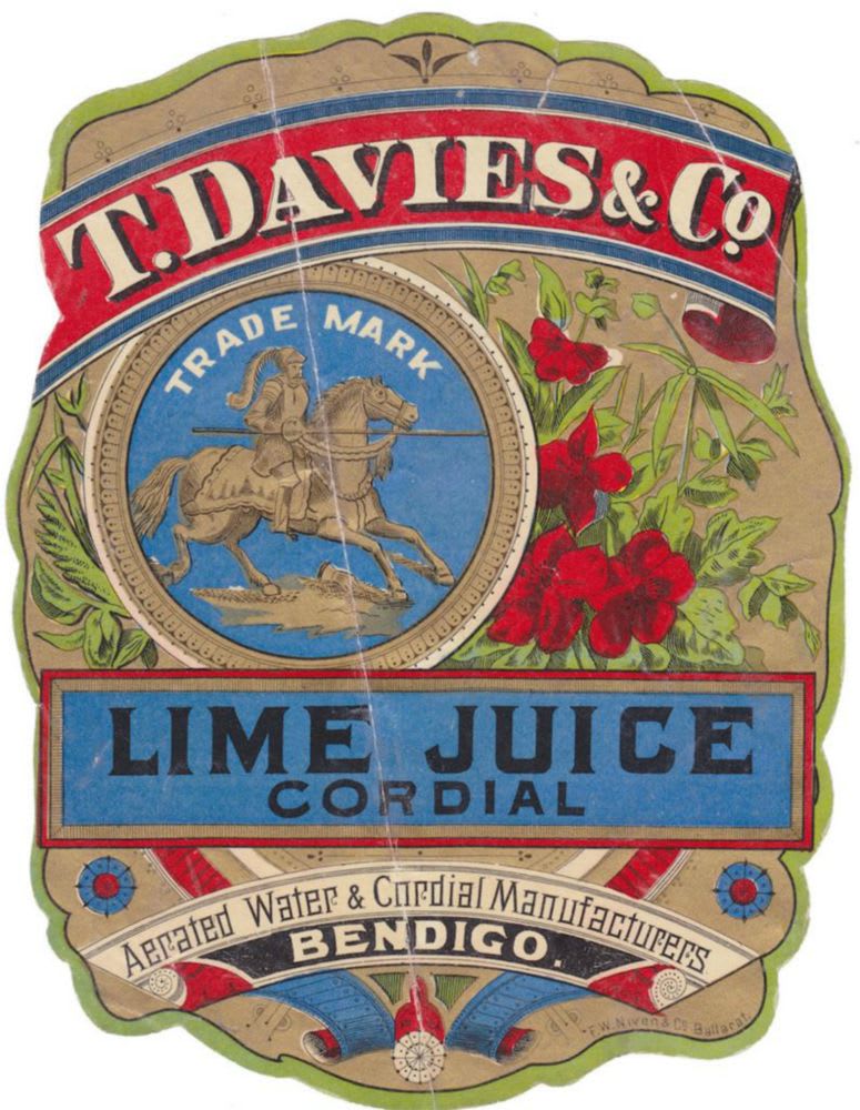 Davies Lime Juice Bendigo Label