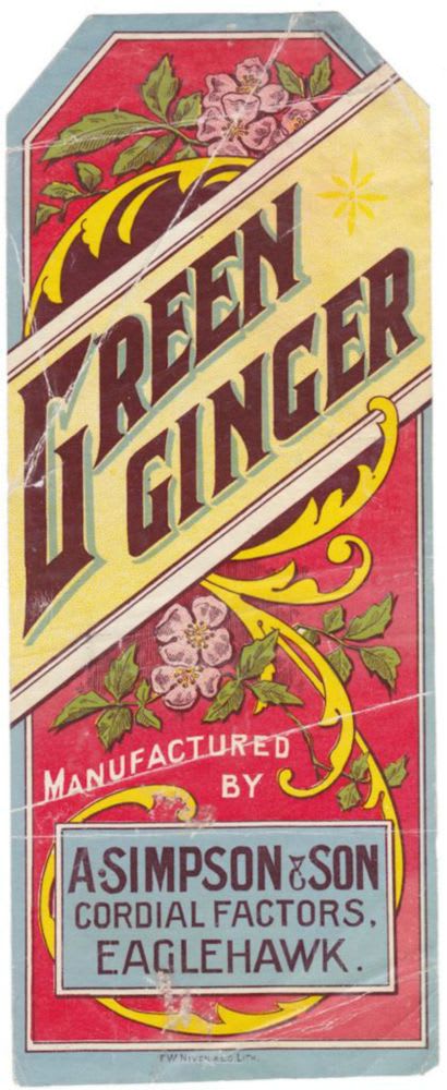 Simpson Cordial Factors Eaglehawk Green Ginger Label