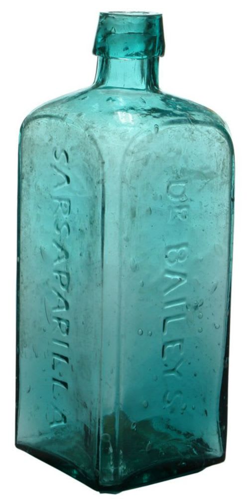Dr Bailey's Sarsaparilla Turquoise Glass Bottle