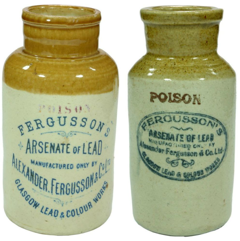 Collection Fergusson's Arsenate Lead Stoneware Jars
