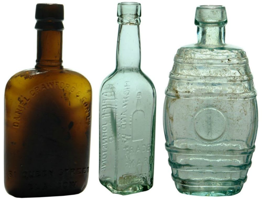 Collection Antique Old Whisky Bottles