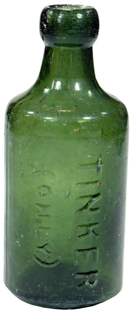 Tinker Only Green Glass Blob Top Bottle