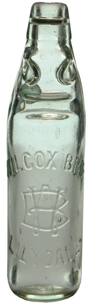 Wilcox Bros Lilydale Clear Glass Codd Bottle