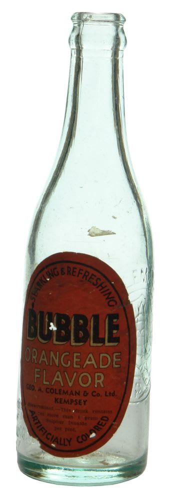 Coleman Kempsey Bubble Orangeade Crown Seal Bottle