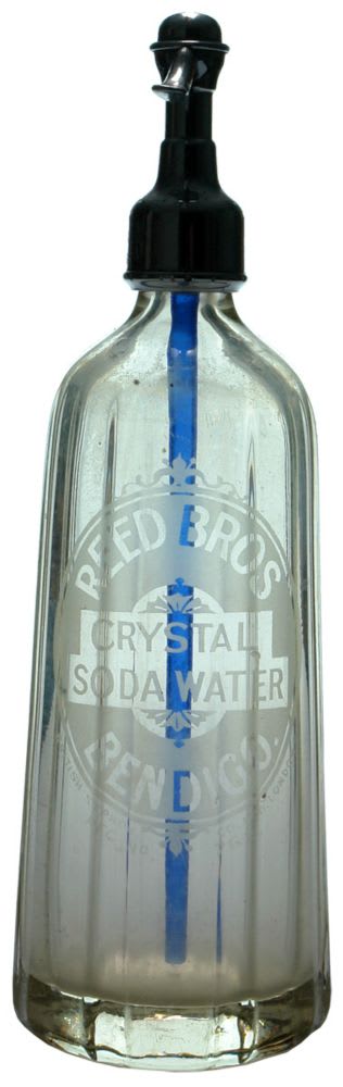 Reed Bros Bendigo Vintage Blue Straw Soda Syphon