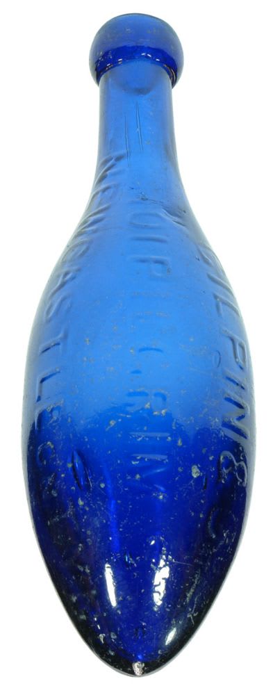 Gilpin Newcastle Tyne Cobalt Blue Torpedo Bottle