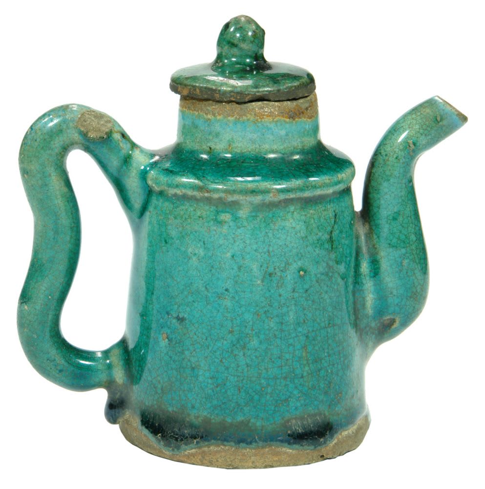 Green Glaze Pottery Chinese Teapot