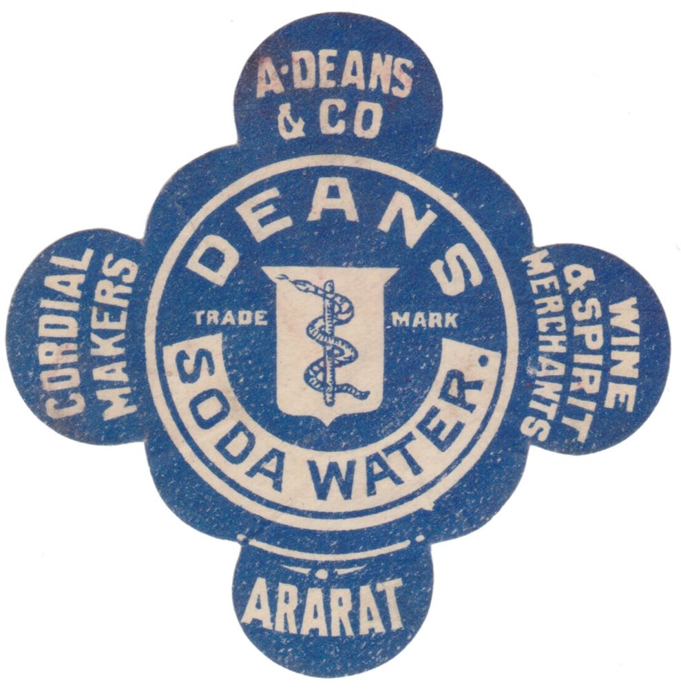 Deans Cordial Makers Ararat Soda Water Label