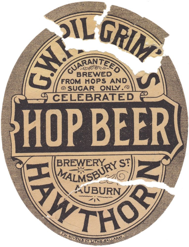 Pilgrim's Hop Beer Hawthorn Original Label