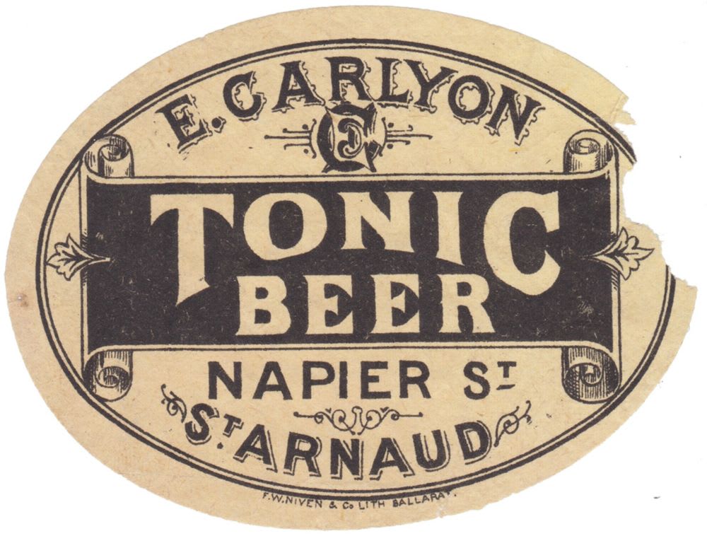 Carlyon Tonic Beer Napier St Arnaud Label