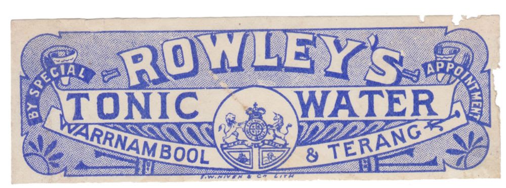 Rowleys Tonic Water Warrnambool Terang Label