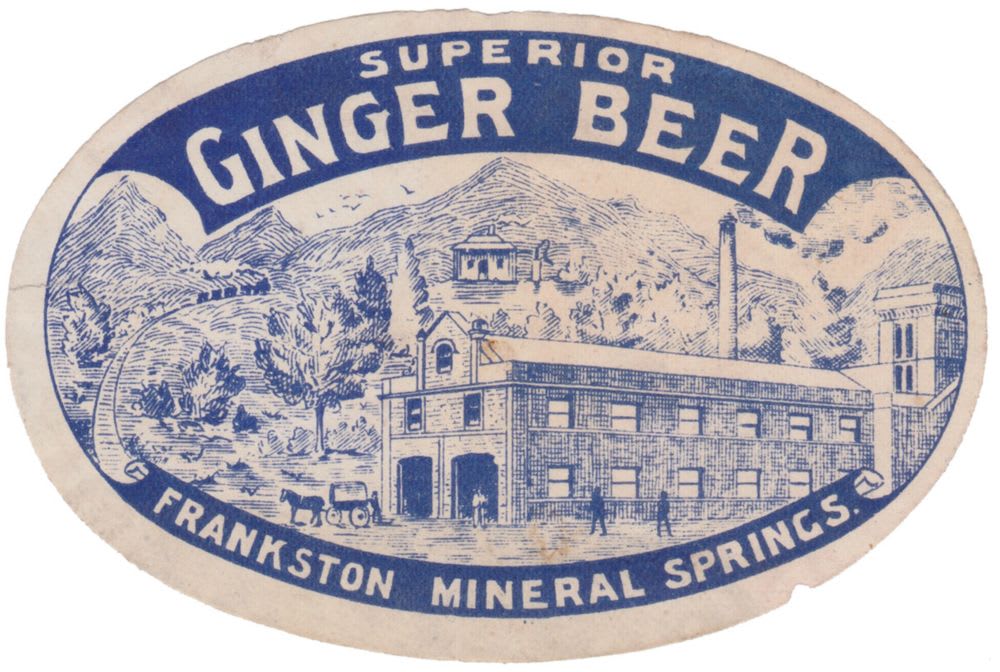 Frankston Mineral Springs Superior Ginger Beer Label