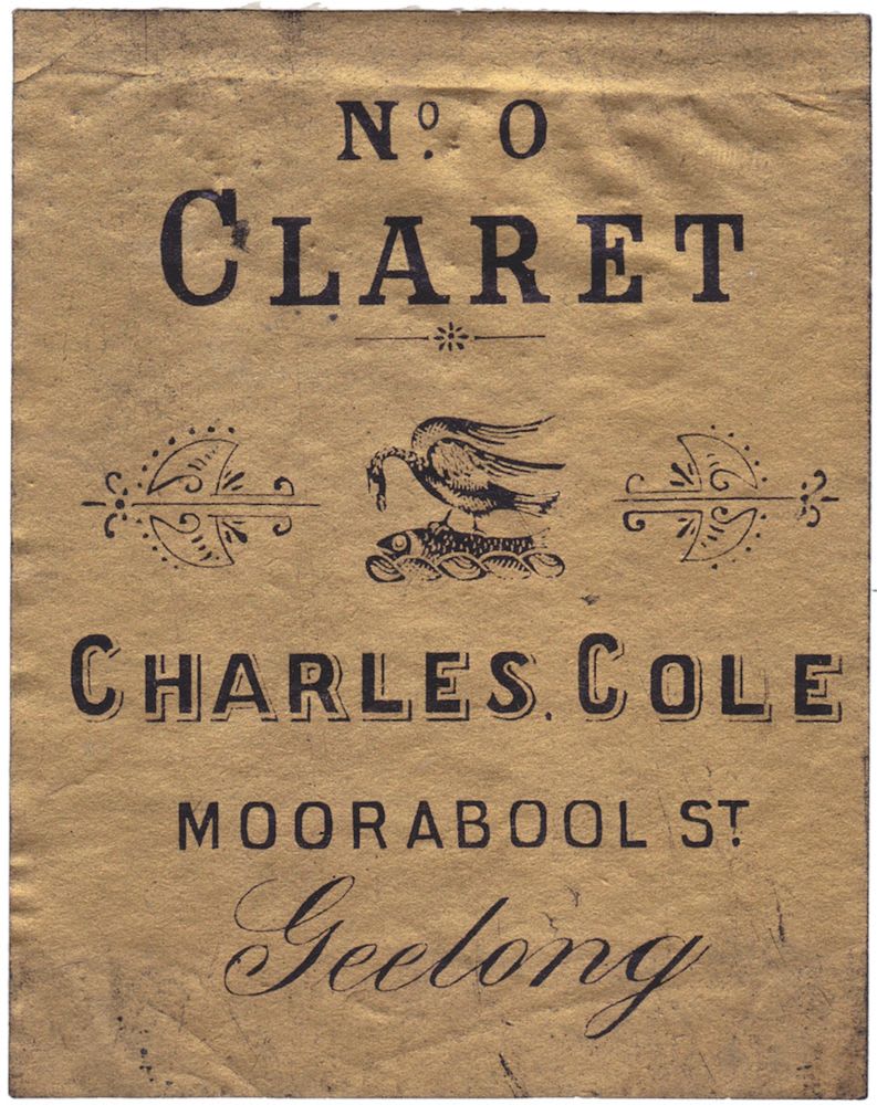 Claret Charles Cole Moorabool Geelong Label