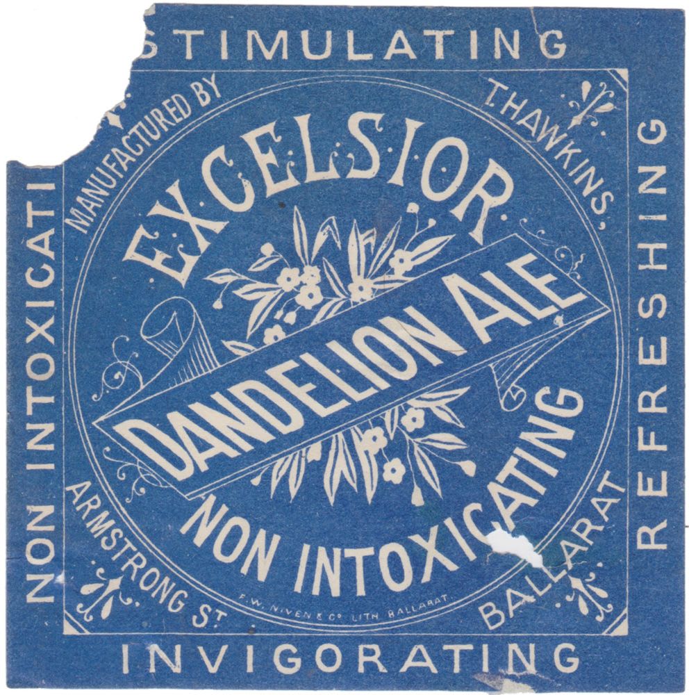 Hawkins Excelsior Dandelion Ale Ballarat Label