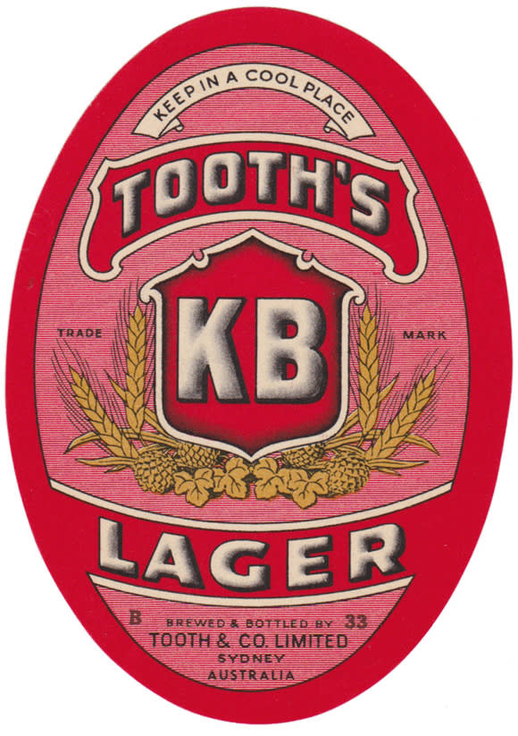 Tooth's KB Lager Beer Label