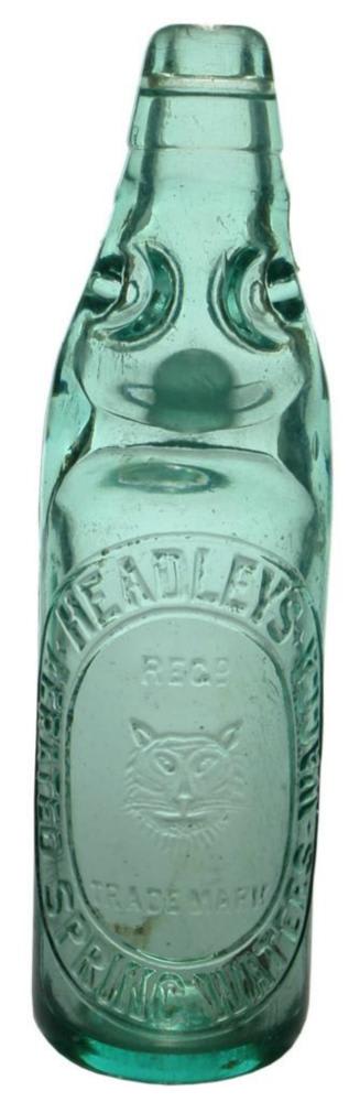 Headley's Aerated Spring Waters Wagga Codd Bottle