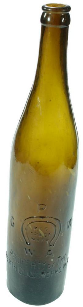 Perth Glassworks Crown Seal Olive Glass Beer Bottle
