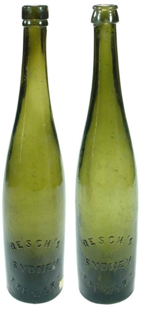 Resch's Sydney Brewery Antique Green Bottles