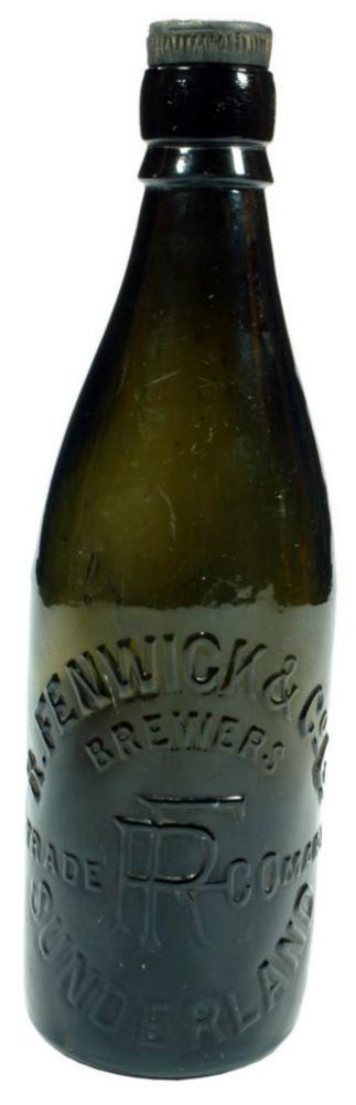 Fenwick Sunderland Black Glass Beer Bottle