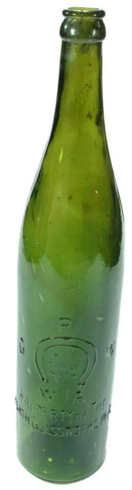 Horseshoe Perth Glassworks Green Glass Bottle