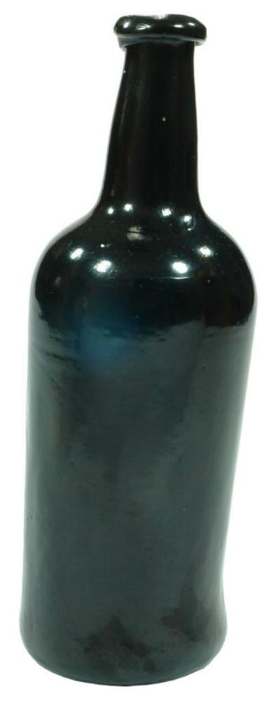 Plain Black Saggy Base Black Glass Bottle