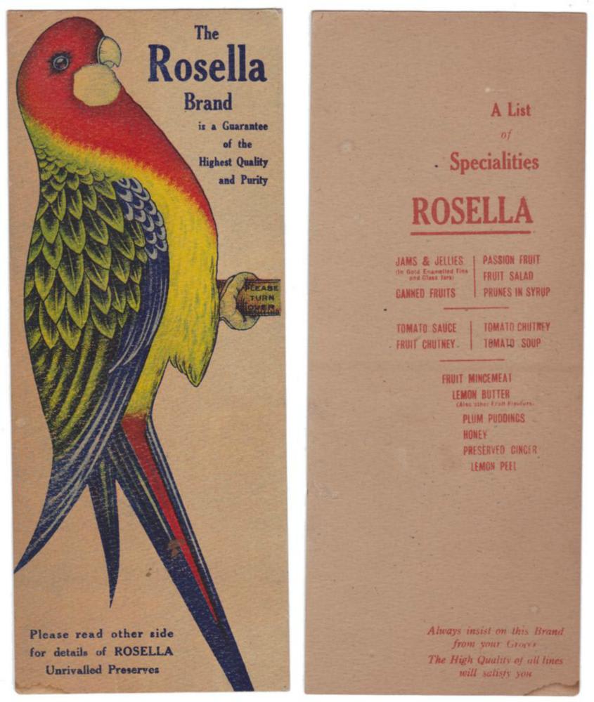 Rosella Preserving Pictorial Show Card Advertising