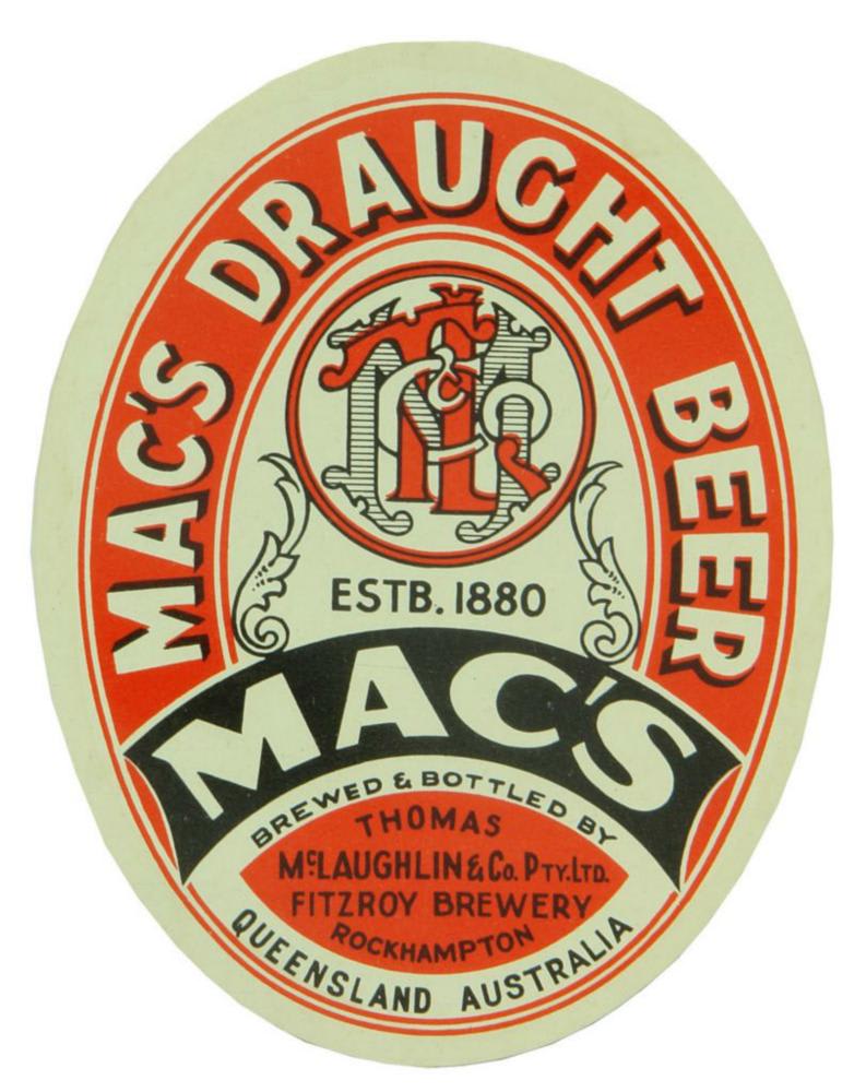 Mac's Draught Beer Thomas McLaughlin Rockhampton Label