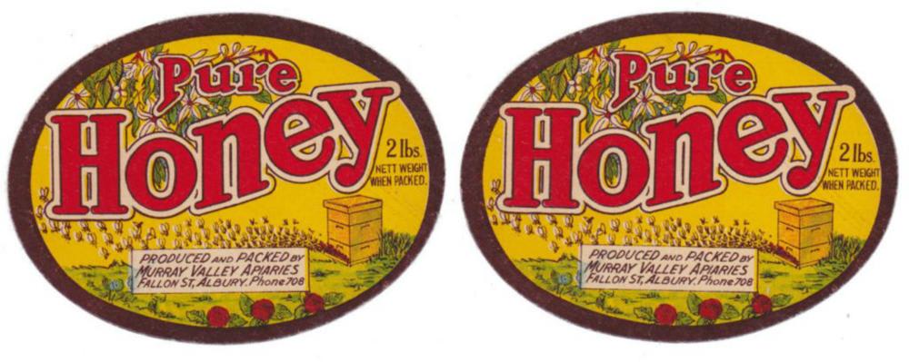 Pure Honey Murray Valley Apiaries Labels