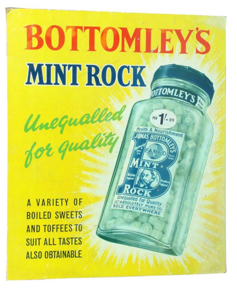 Bottomley's Mint Rock Cardboard Advertising Sign