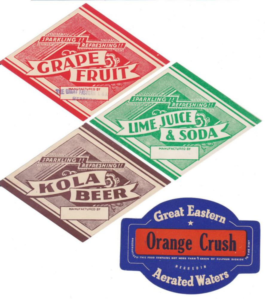 Collection Great Eastern Merridin Soft Drink Labels