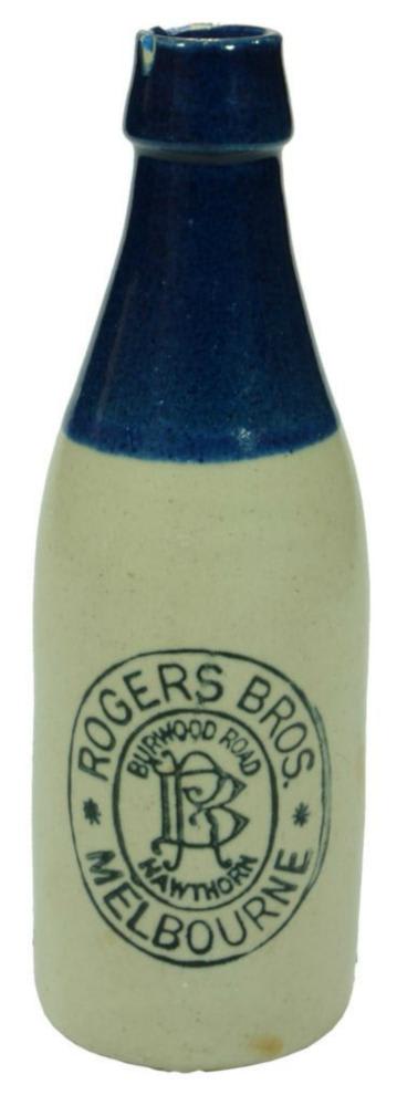 Rogers Bros Hawthorn Blue Top Stoneware Bottle