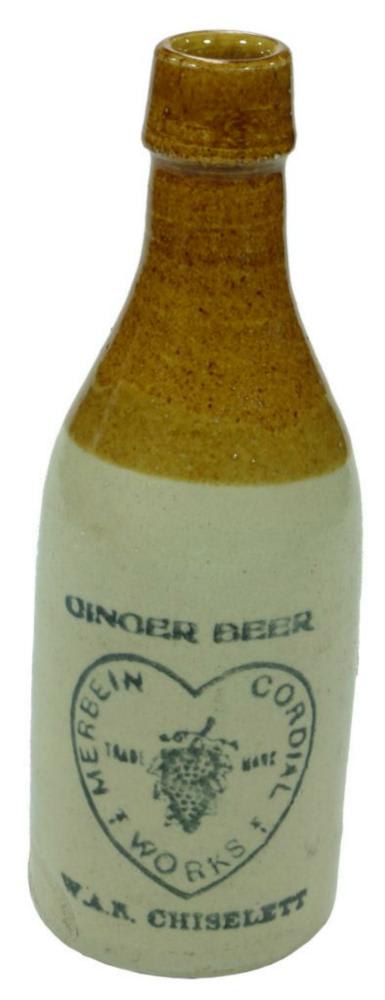 Merbein Cordial Works Chiselett Stone Ginger Beer Bottle