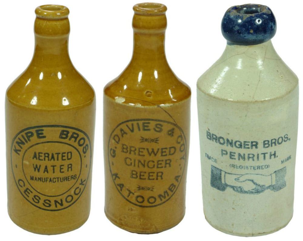 Collection Stoneware Ginger Beer Antique Bottles