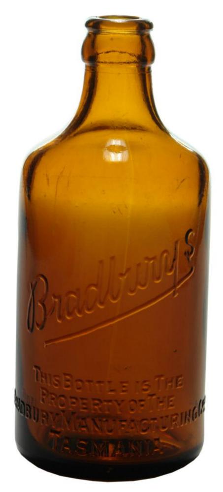 Bradbury's Tasmania Amber Glass Ginger Beer Bottle