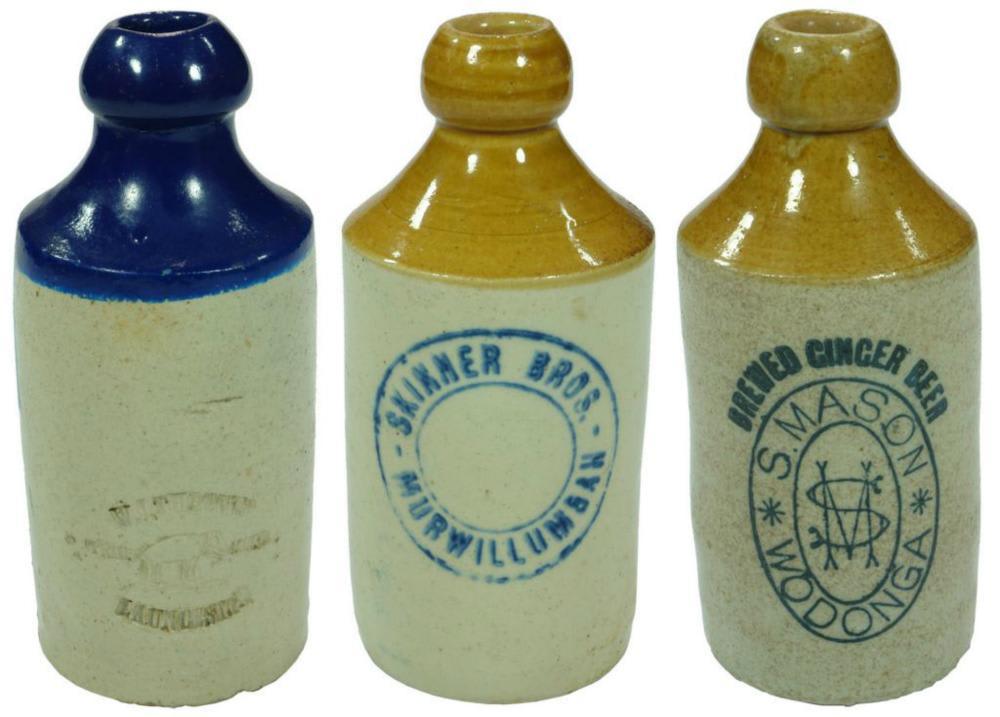 Collection Stoneware Ginger Beer Antique Bottles