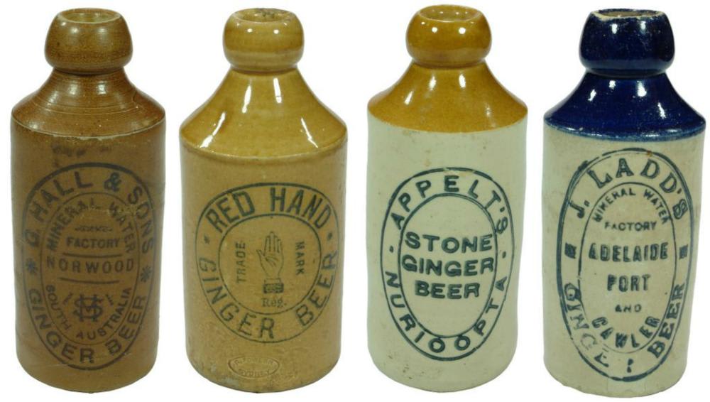 Collection Stoneware Ginger Beer Antique Bottles