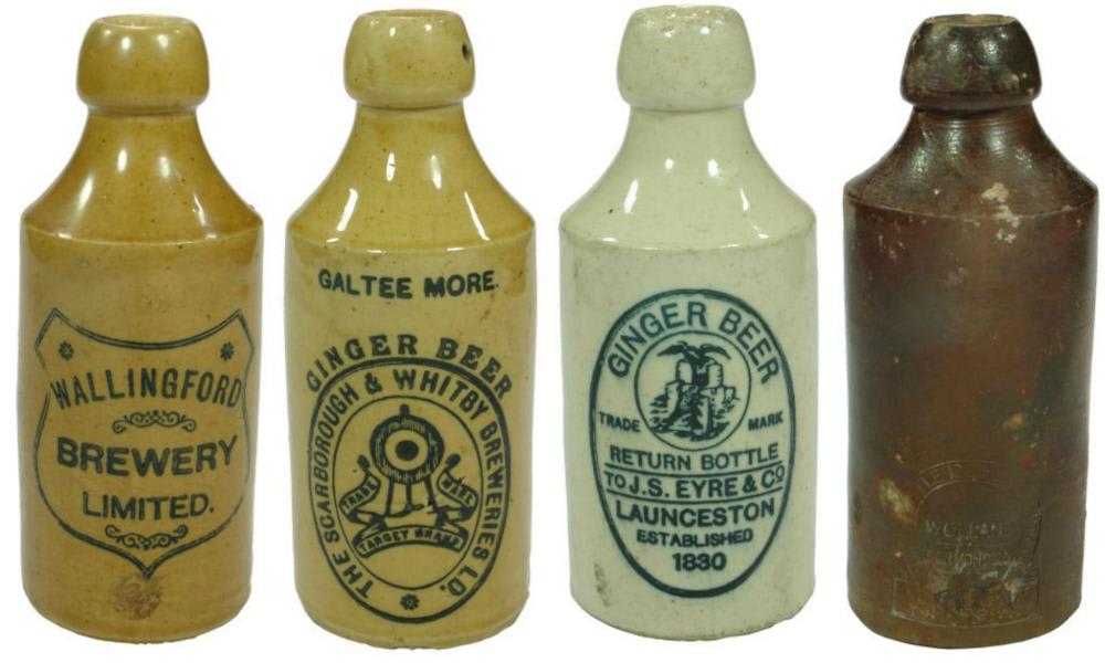 Collection Stoneware Ginger Beer Antique Bottles