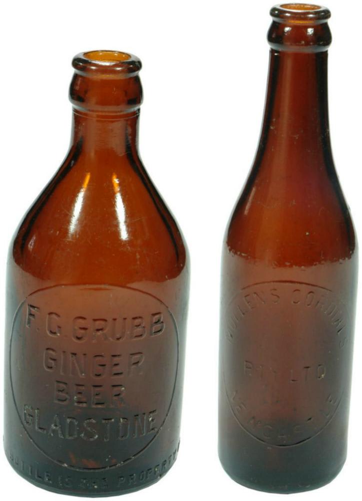 Collection Brown Glass Ginger Beer Bottles