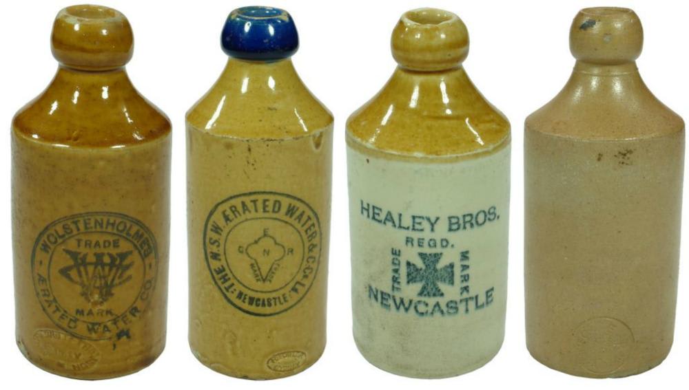 Collection Stoneware Ginger Beer Antique Bottles