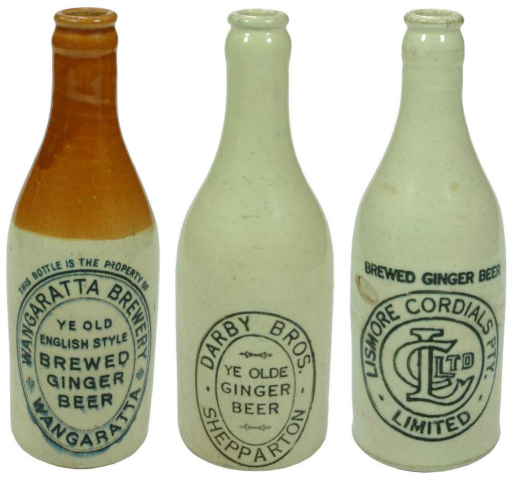 Collection Stoneware Ginger Beer Antique Bottles