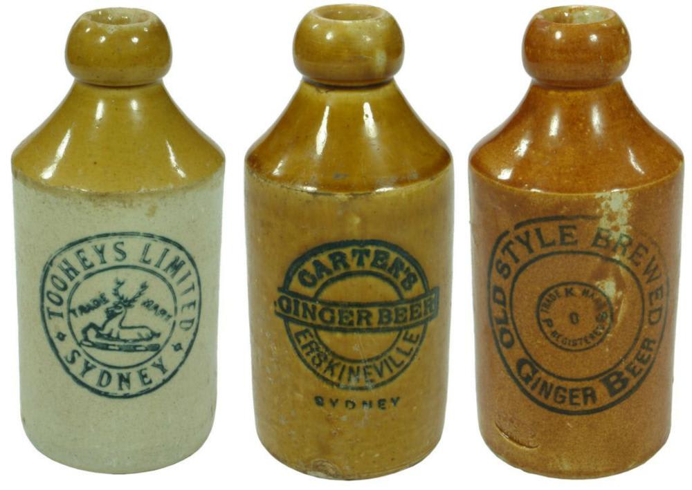 Collection Stoneware Ginger Beer Antique Bottles