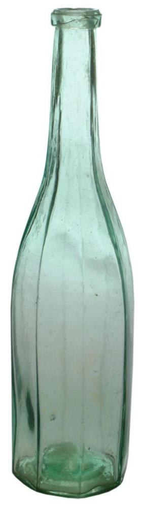 Octagonal Aqua Glass Salad Oil Bottle