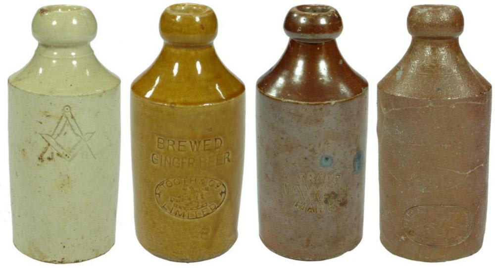 Collection Stoneware Ginger Beer Antique Bottles