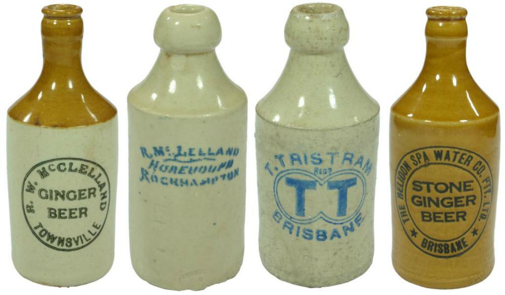 Collection Stoneware Ginger Beer Antique Bottles