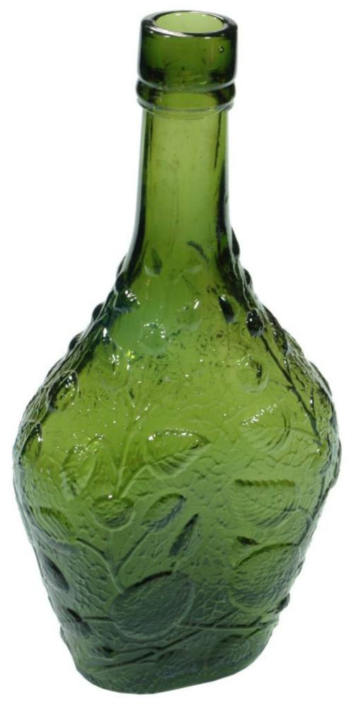 Bladder Rose Green Glass Cordial Bottle