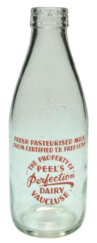 Peel's Perfection Dairy Vaucluse Red Print Milk Bottle