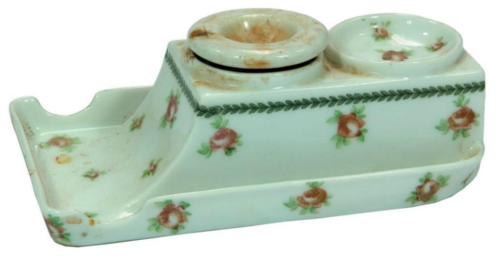 China Porcelain Floral Inkwell