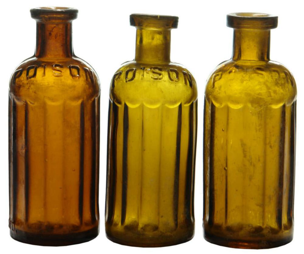 Bickford Amber Glass Poison Bottles