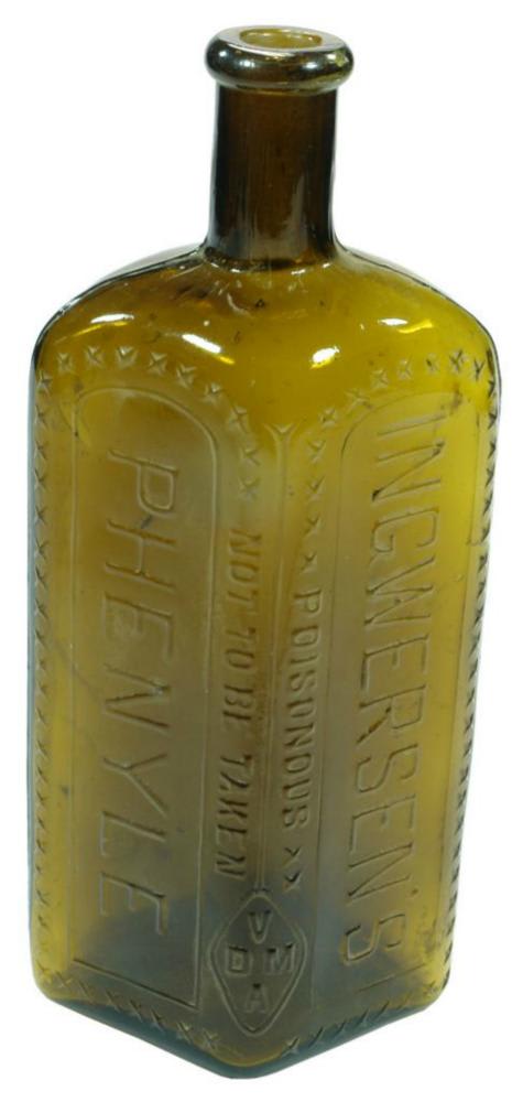 Ingwersen's Phenyle Green Amber Bottle