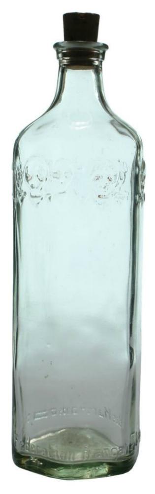 Skull Crossbones Clear Glass Poison Bottle